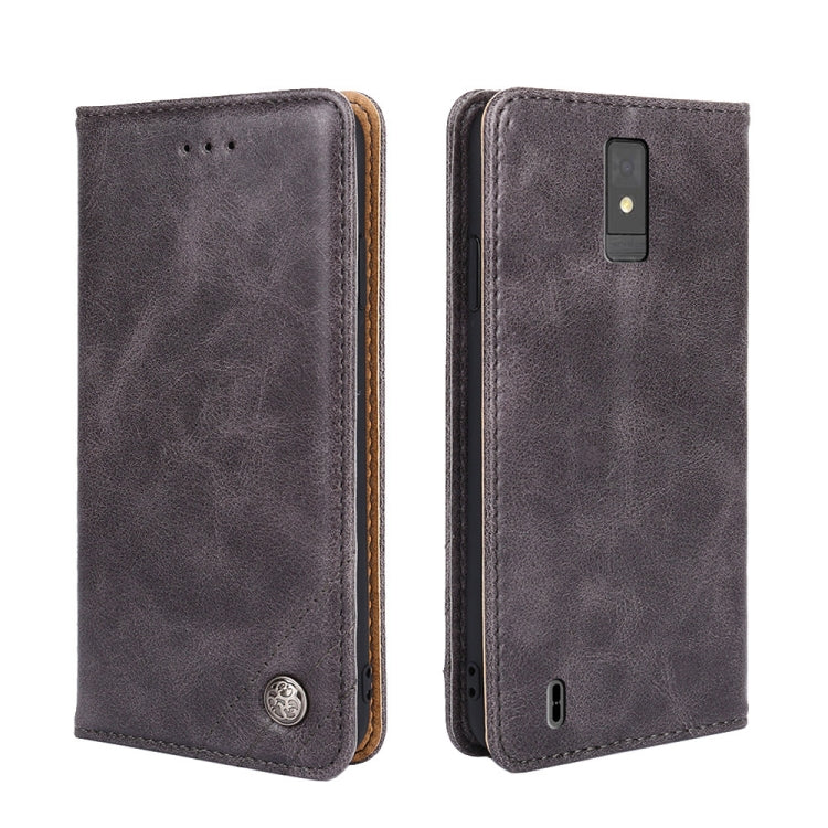 For ZTE Blade A32 Non-Magnetic Retro Texture Leather Phone Case