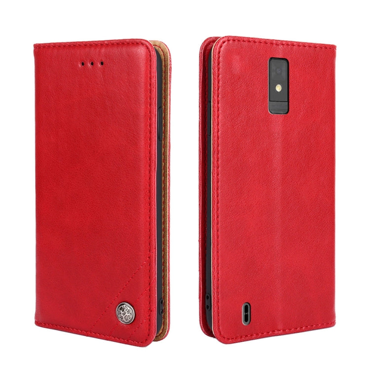 For ZTE Blade A32 Non-Magnetic Retro Texture Leather Phone Case