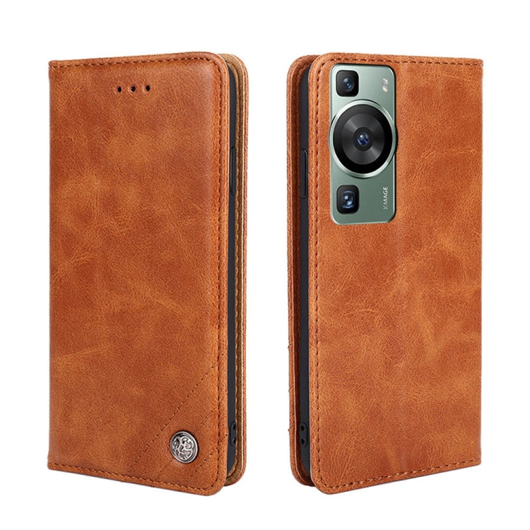 For Huawei P60 / P60 Pro Non-Magnetic Retro Texture Leather Phone Case