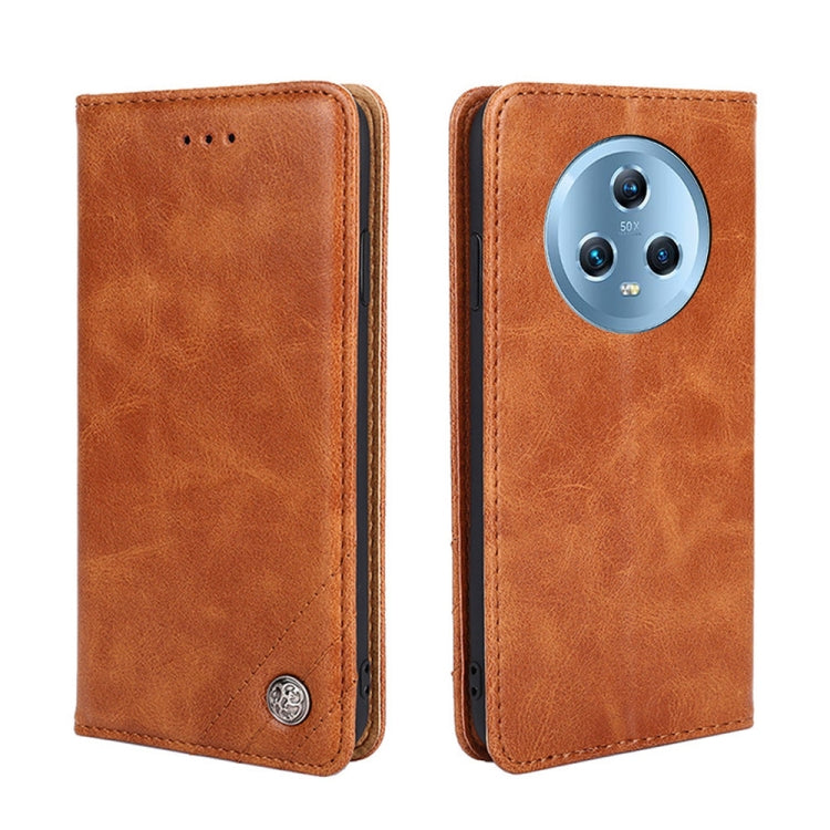 For Honor Magic5 Non-Magnetic Retro Texture Leather Phone Case