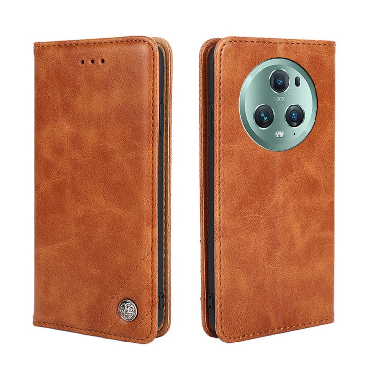 For Honor Magic5 Pro Non-Magnetic Retro Texture Leather Phone Case