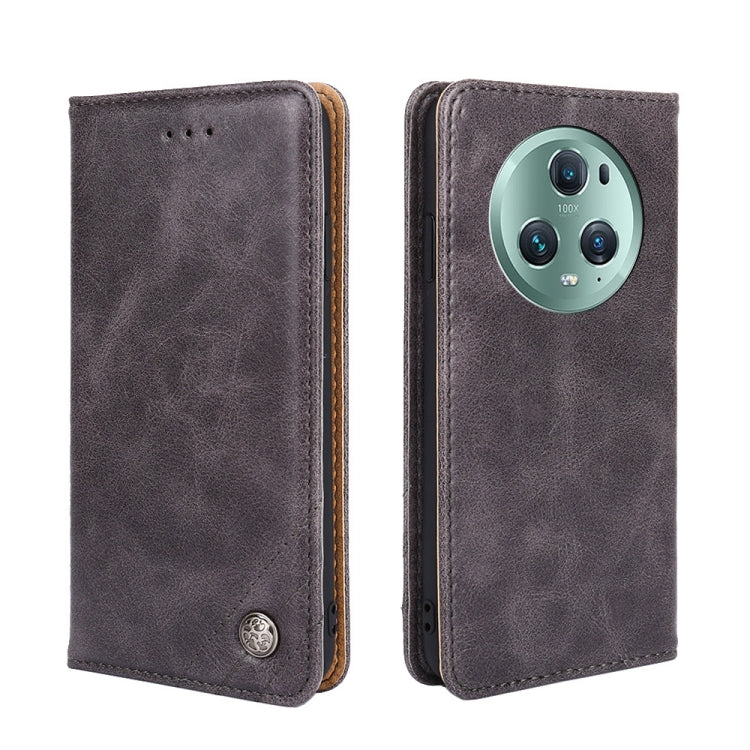 For Honor Magic5 Pro Non-Magnetic Retro Texture Leather Phone Case