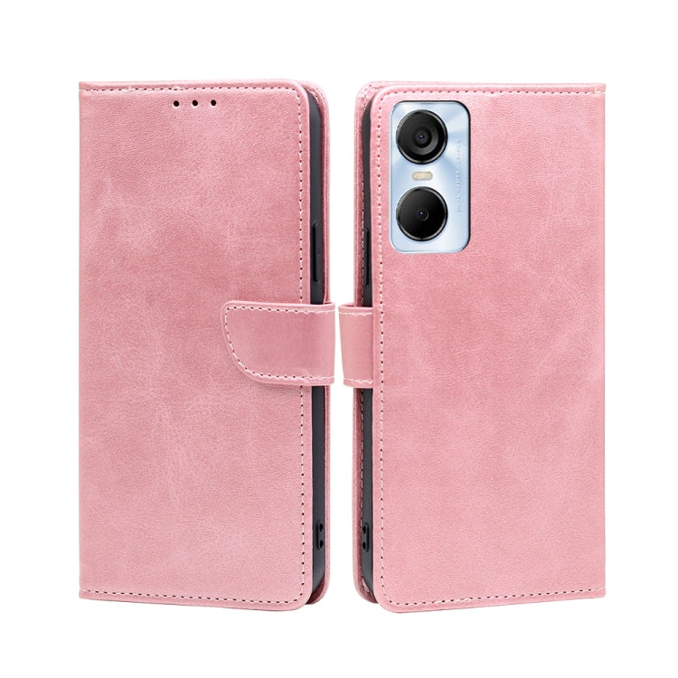 For Tecno Pop 6 Pro Calf Texture Buckle Flip Leather Phone Case