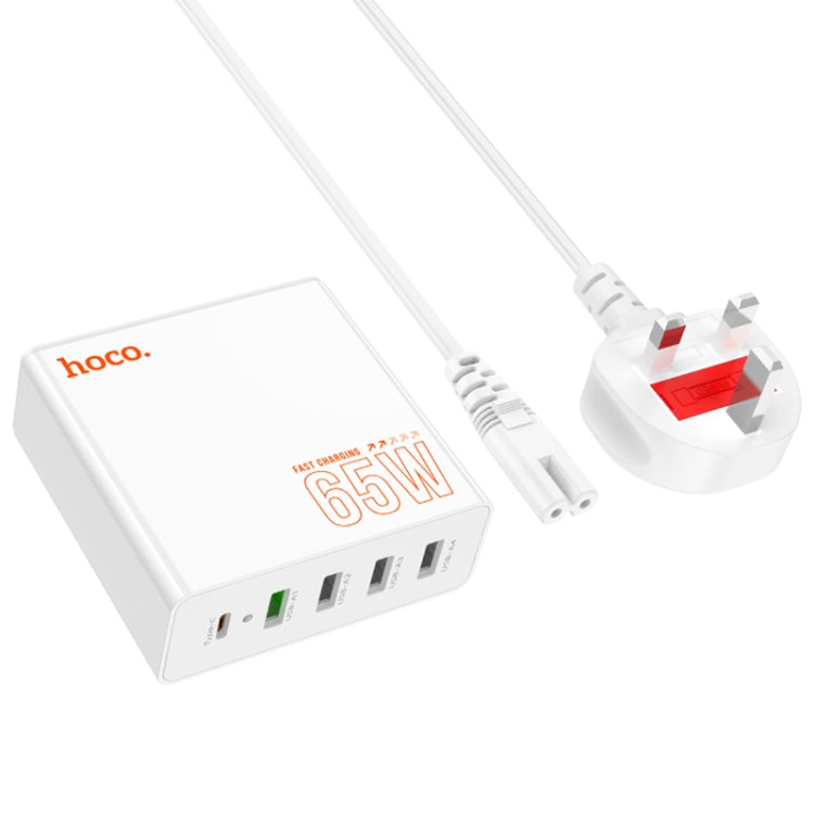 hoco C114B Vision PD 65W USB-C / Type-C + 4 USB Five Ports Fast Charger, Plug Type:UK Plug(White)