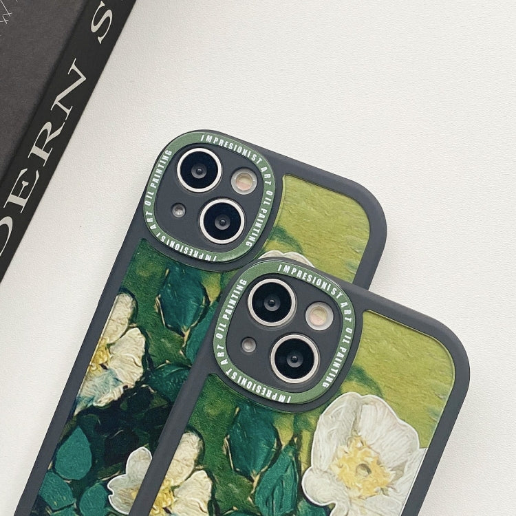 For iPhone 14 Oil Painting Pattern TPU Protective Phone Case(Rose)