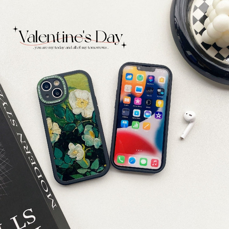 For iPhone 13 Oil Painting Pattern TPU Protective Phone Case(Rose)