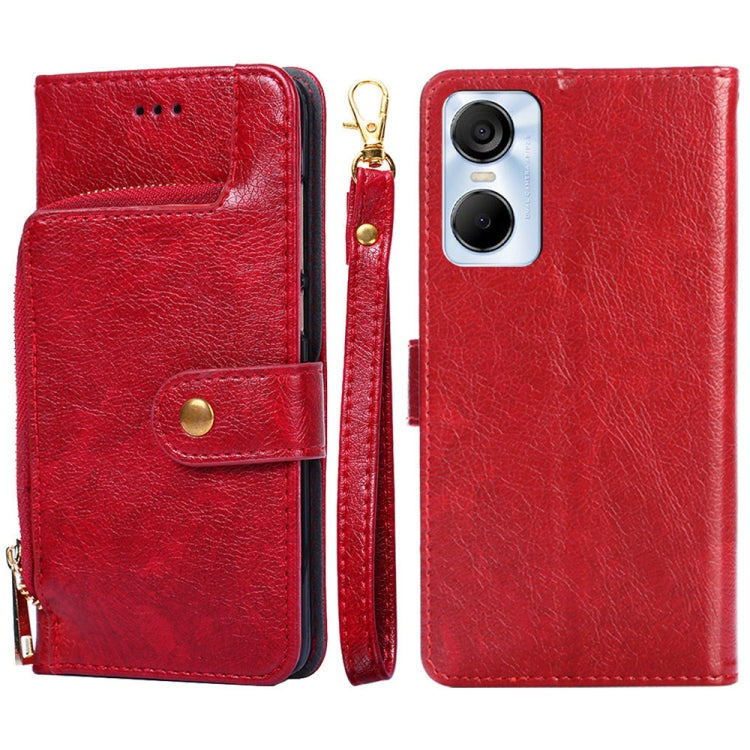 For Tecno Pop 6 Pro Zipper Bag Leather Phone Case