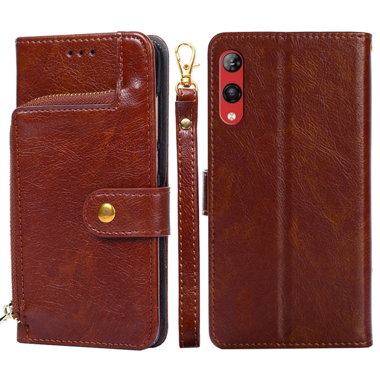 For Rakuten Hand 4G Zipper Bag Leather Phone Case