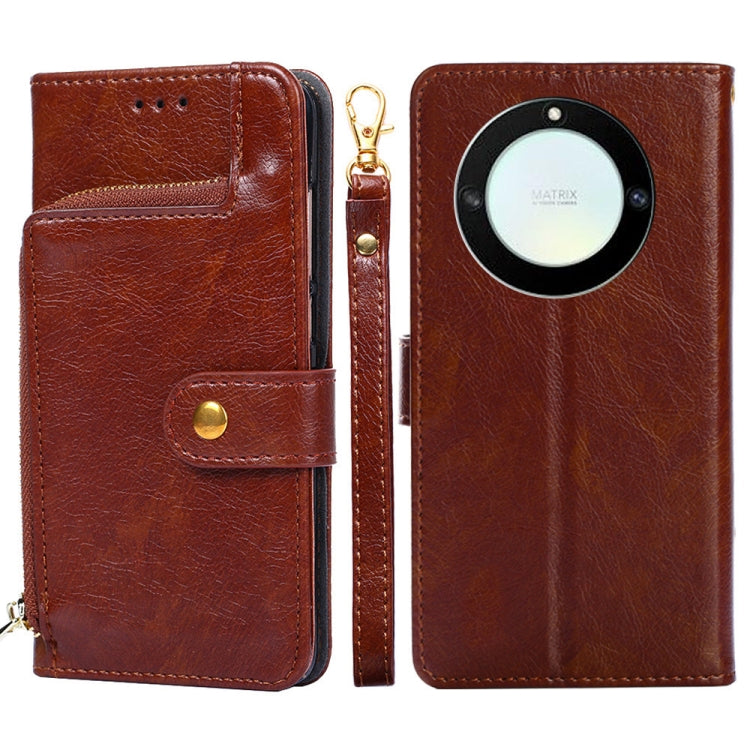 For Honor X40 Zipper Bag Leather Phone Case