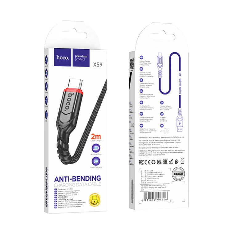 hoco X59 Victory 3A USB to USB-C / Type-C Charging Data Dable, Length:2m