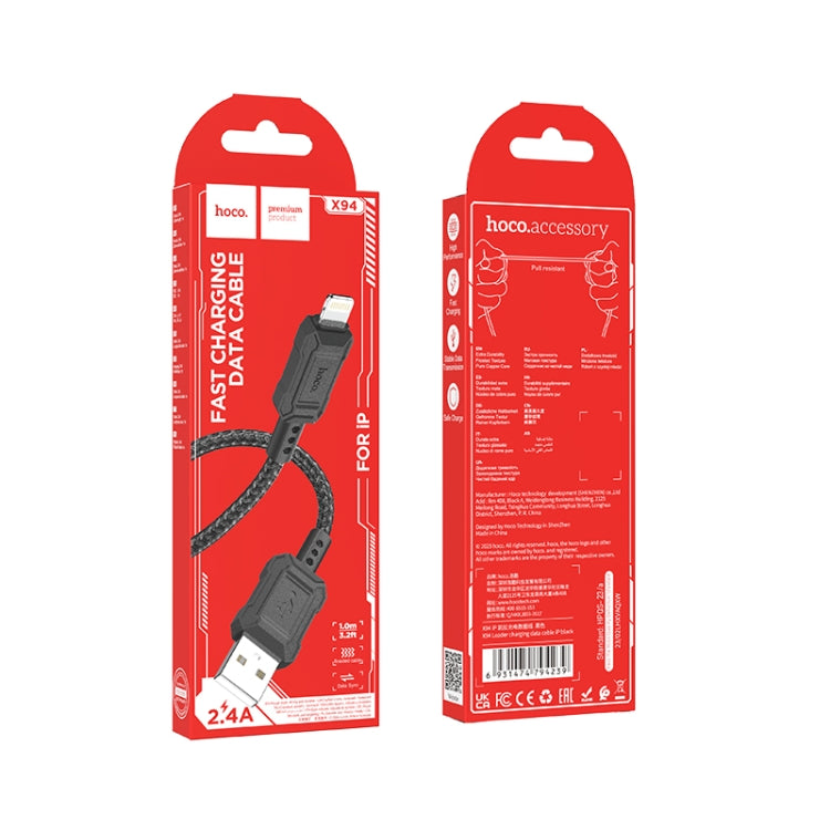 hoco X94 Leader 2.4A USB to 8 Pin Charging Data Dable, Length:1m