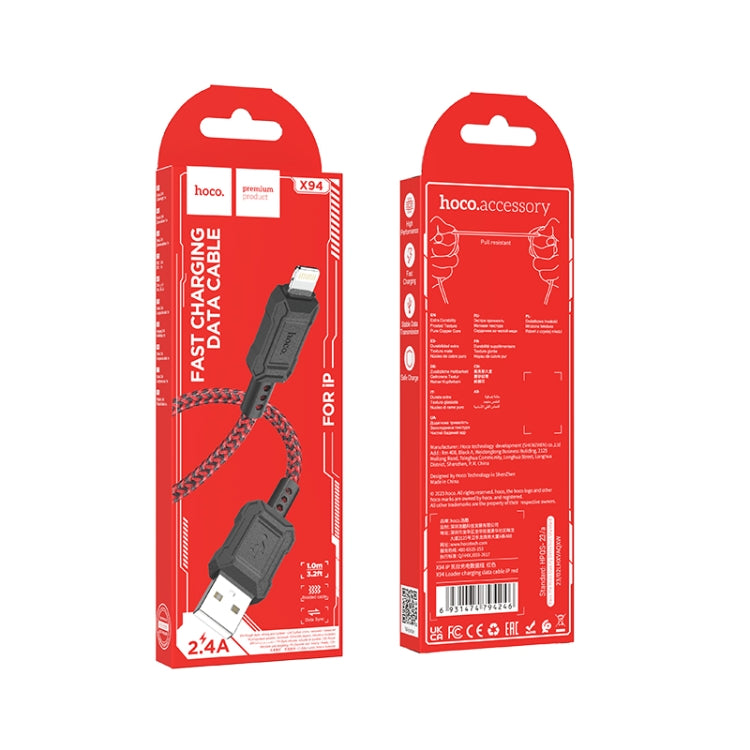 hoco X94 Leader 2.4A USB to 8 Pin Charging Data Dable, Length:1m