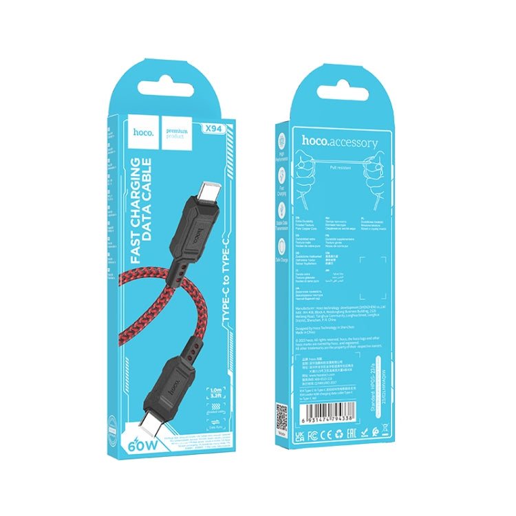 hoco X94 Leader 60W USB-C / Type-C to USB-C / Type-C Charging Data Dable, Length:1m