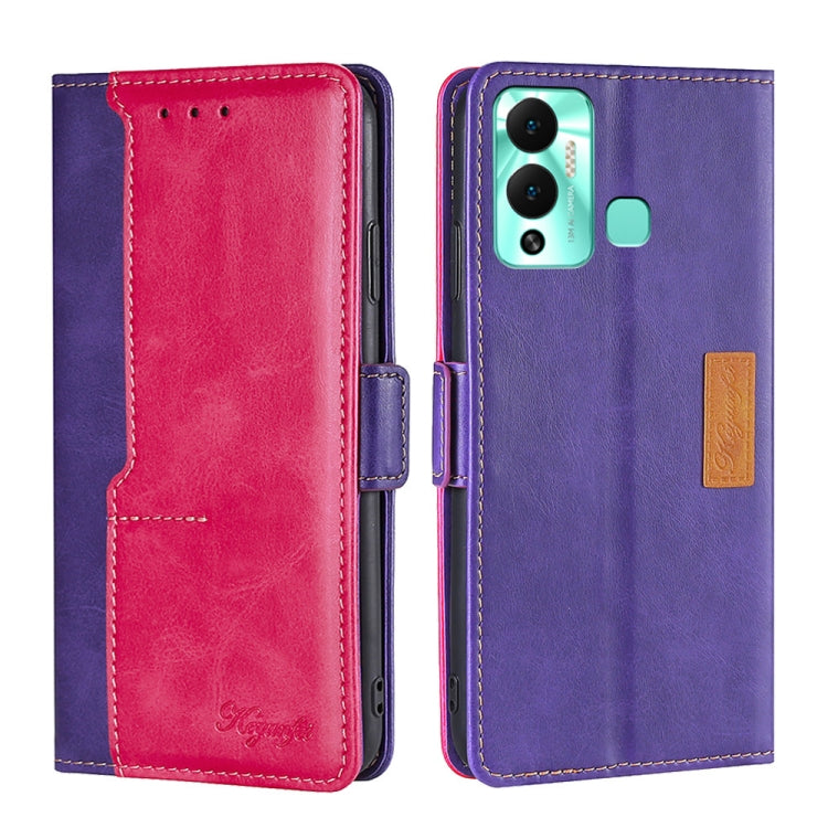 For Infinix Hot 12 Play Contrast Color Side Buckle Leather Phone Case