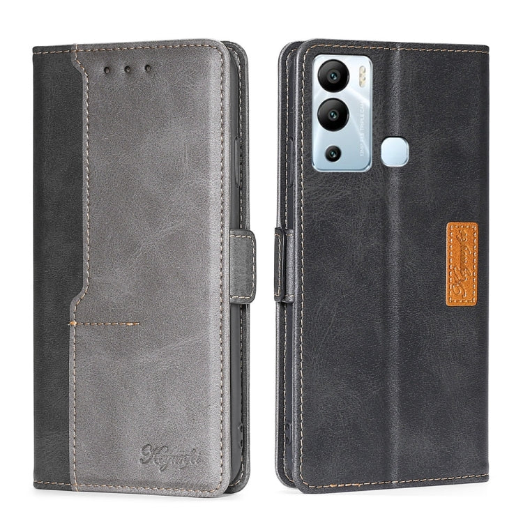 For Infinix Hot 12i Contrast Color Side Buckle Leather Phone Case