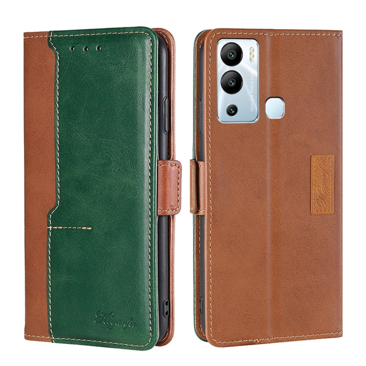 For Infinix Hot 12i Contrast Color Side Buckle Leather Phone Case