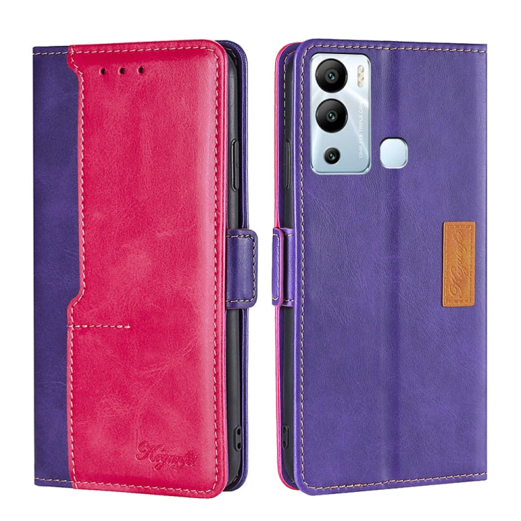 For Infinix Hot 12i Contrast Color Side Buckle Leather Phone Case