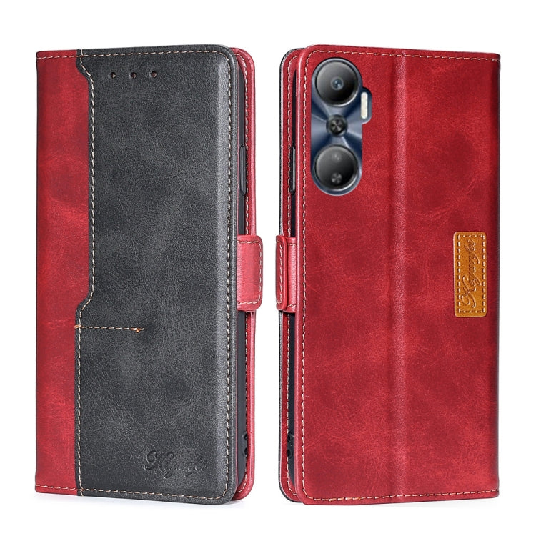 For Infinix Hot 20 4G Contrast Color Side Buckle Leather Phone Case