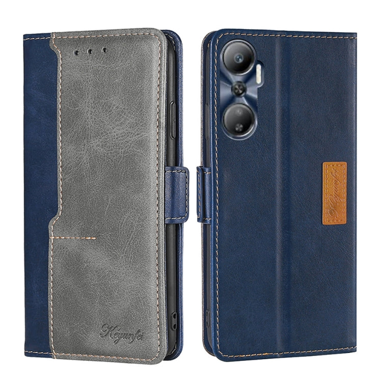 For Infinix Hot 20 4G Contrast Color Side Buckle Leather Phone Case
