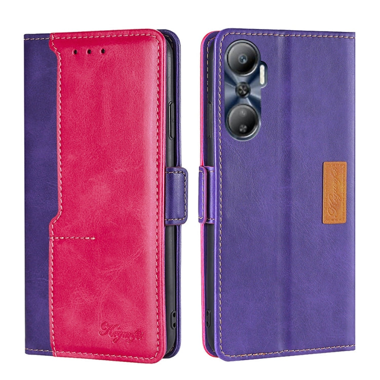 For Infinix Hot 20 4G Contrast Color Side Buckle Leather Phone Case