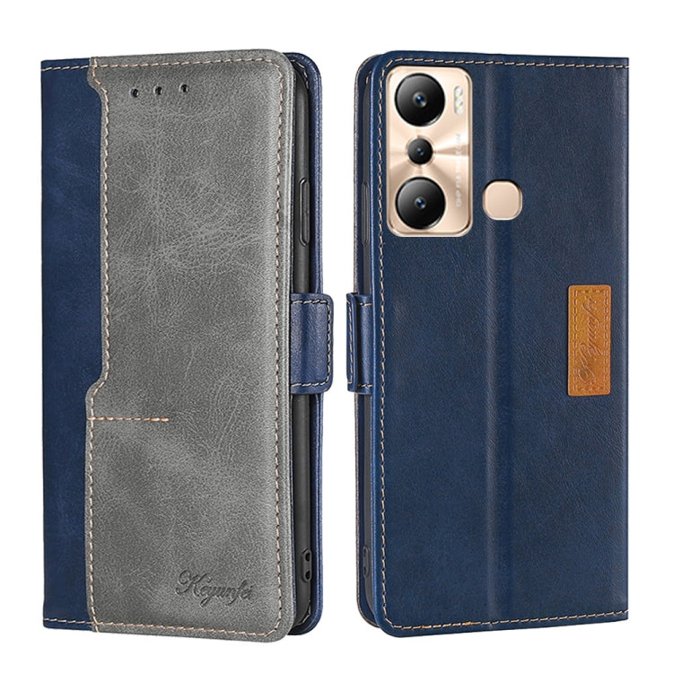 For Infinix Hot 20i Contrast Color Side Buckle Leather Phone Case