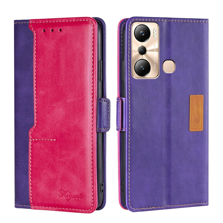 For Infinix Hot 20i Contrast Color Side Buckle Leather Phone Case