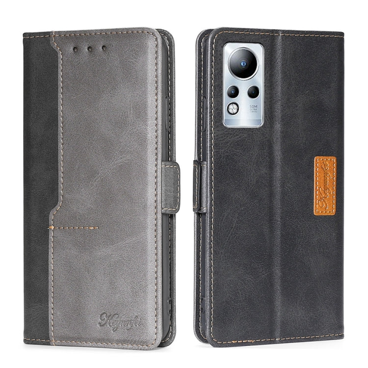 For Infinix Note 11 Contrast Color Side Buckle Leather Phone Case