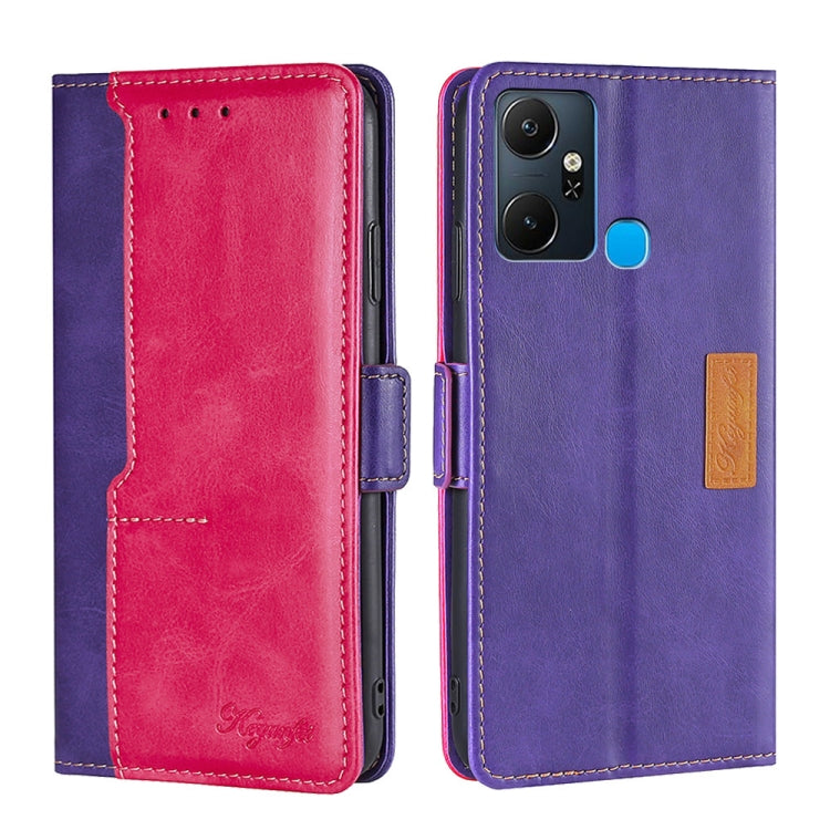 For Infinix Smart 6 Plus Contrast Color Side Buckle Leather Phone Case