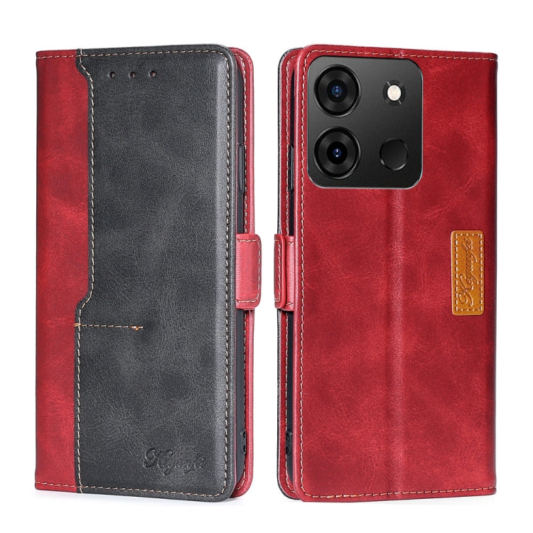 For Infinix Smart 7 Contrast Color Side Buckle Leather Phone Case