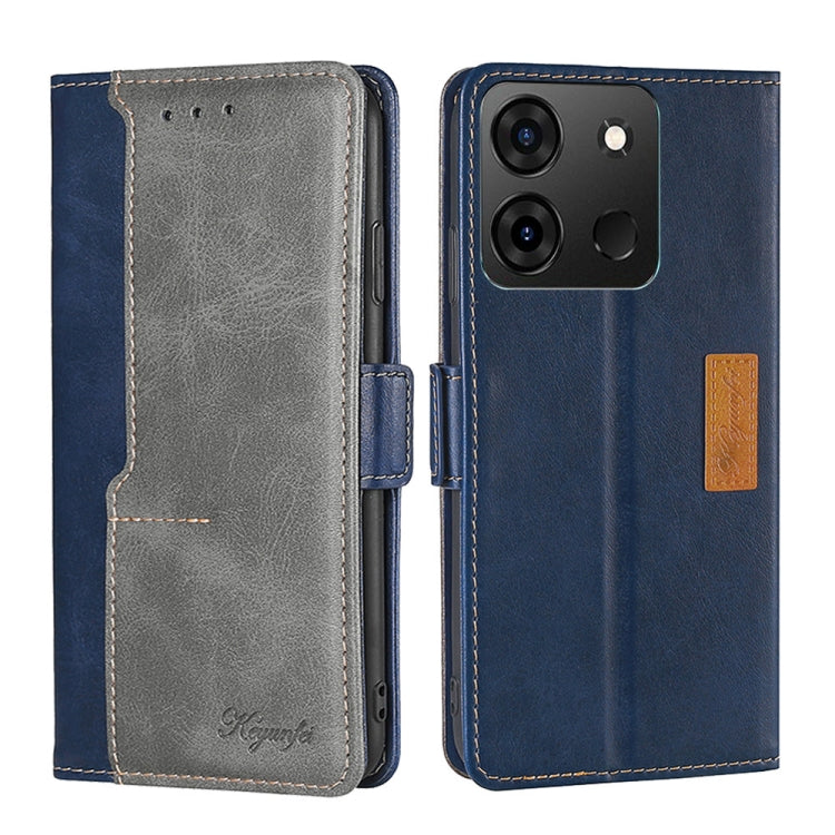 For Infinix Smart 7 Contrast Color Side Buckle Leather Phone Case