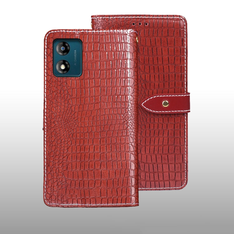 For Motorola Moto E13 idewei Crocodile Texture Leather Phone Case