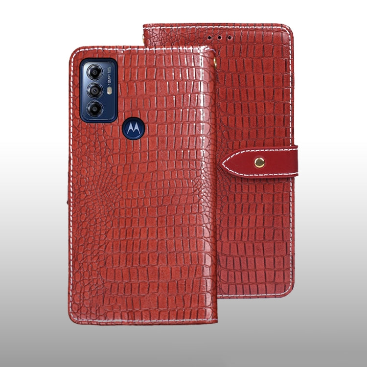 For Motorola Moto G Play 2023 idewei Crocodile Texture Leather Phone Case
