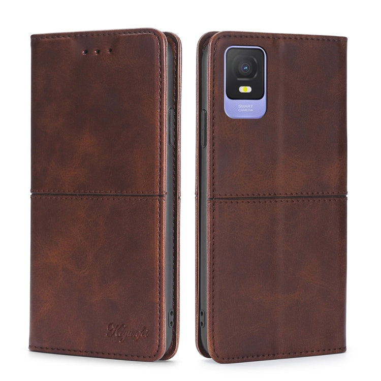 For TCL 403 Cow Texture Magnetic Horizontal Flip Leather Phone Case