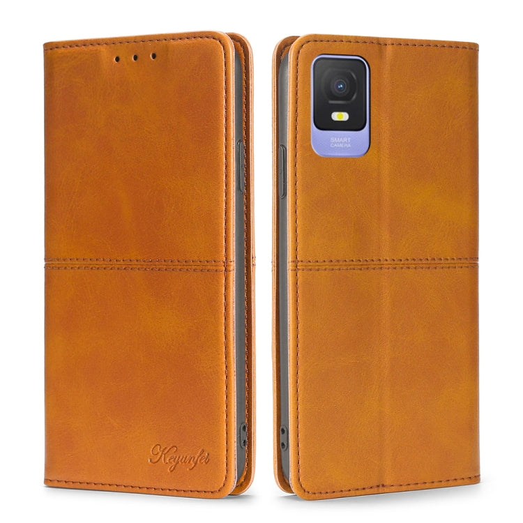 For TCL 403 Cow Texture Magnetic Horizontal Flip Leather Phone Case