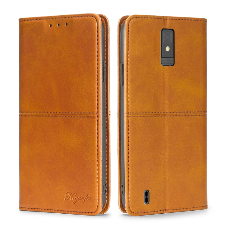 For ZTE Blade A32 Cow Texture Magnetic Horizontal Flip Leather Phone Case