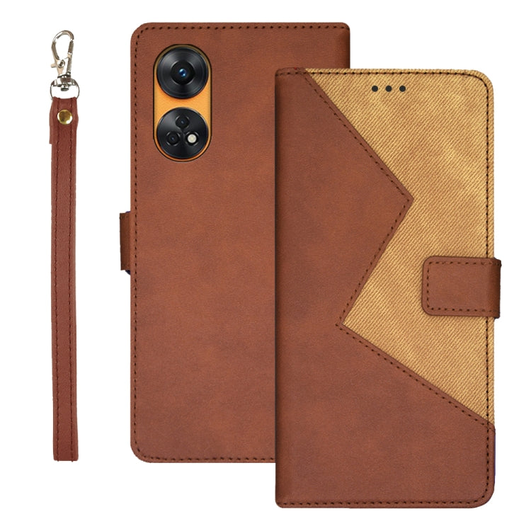 For OPPO Reno8 T 4G idewei Two-color Splicing Leather Phone Case