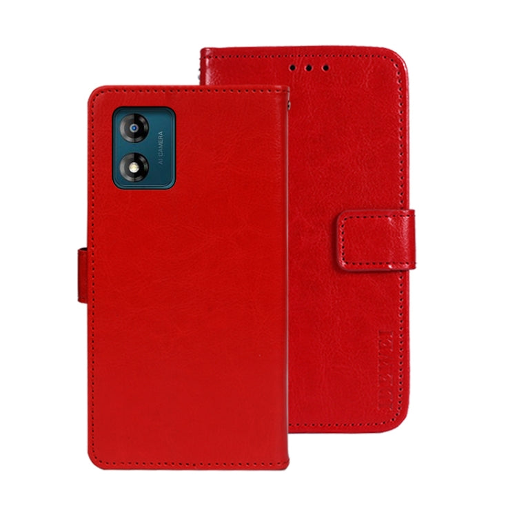 For Motorola Moto E13 idewei Crazy Horse Texture Leather Phone Case with Holder