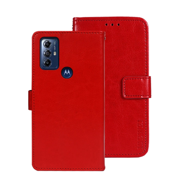 For Motorola Moto G Play 2023 idewei Crazy Horse Texture Leather Phone Case with Holder