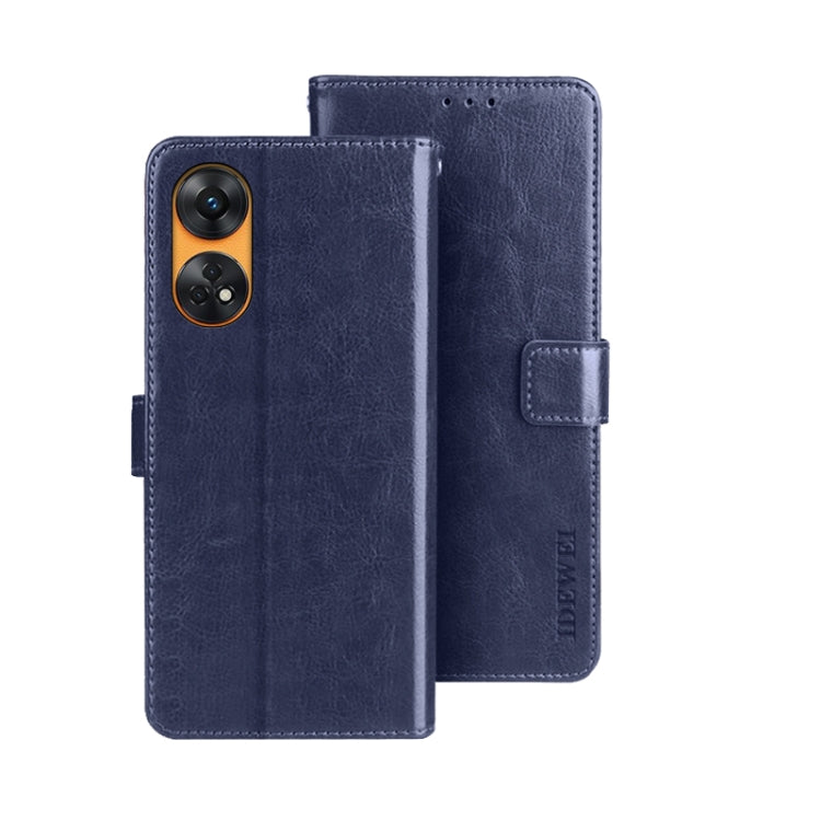 For OPPO Reno8 T 4G idewei Crazy Horse Texture Leather Phone Case with Holder