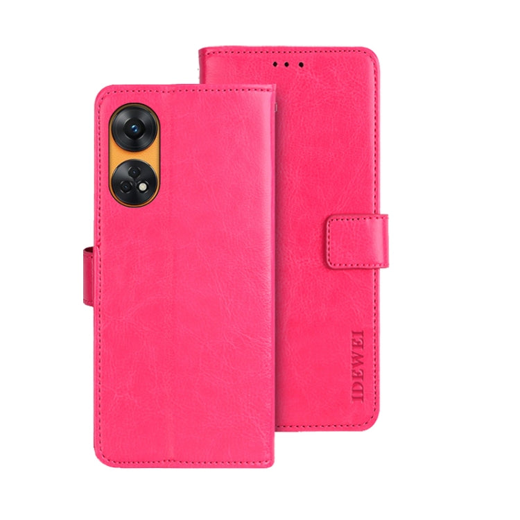For OPPO Reno8 T 4G idewei Crazy Horse Texture Leather Phone Case with Holder
