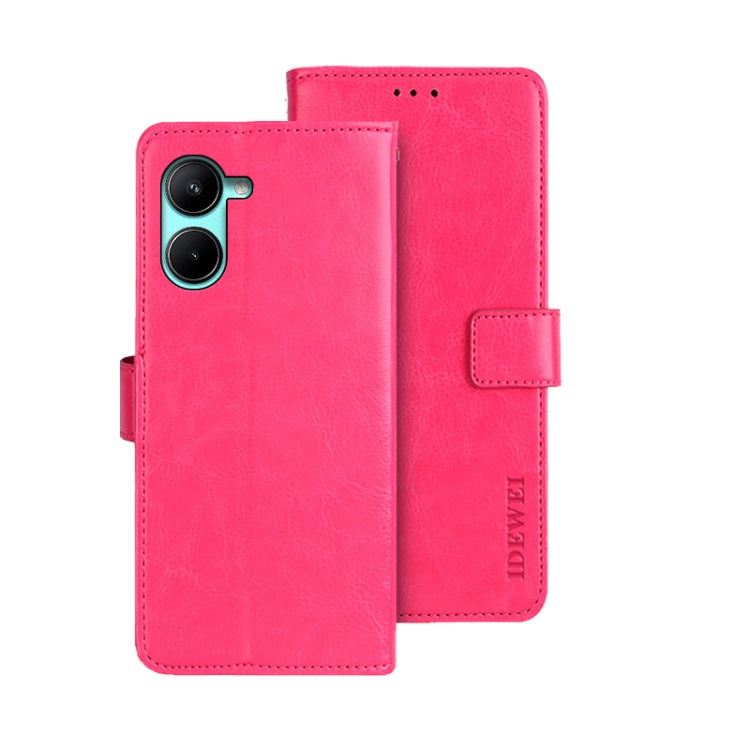 For Realme C33 2023 idewei Crazy Horse Texture Leather Phone Case with Holder
