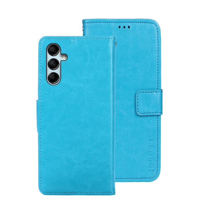 For Samsung Galaxy M14 5G idewei Crazy Horse Texture Leather Phone Case with Holder