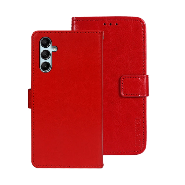 For Samsung Galaxy M14 5G idewei Crazy Horse Texture Leather Phone Case with Holder