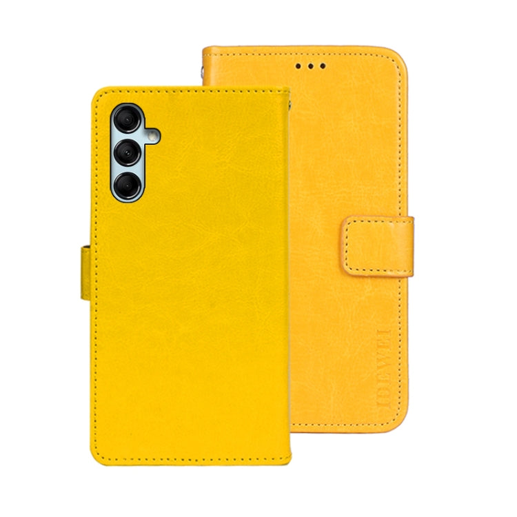 For Samsung Galaxy M14 5G idewei Crazy Horse Texture Leather Phone Case with Holder