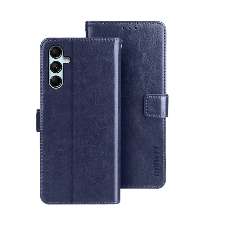 For Samsung Galaxy M14 5G idewei Crazy Horse Texture Leather Phone Case with Holder