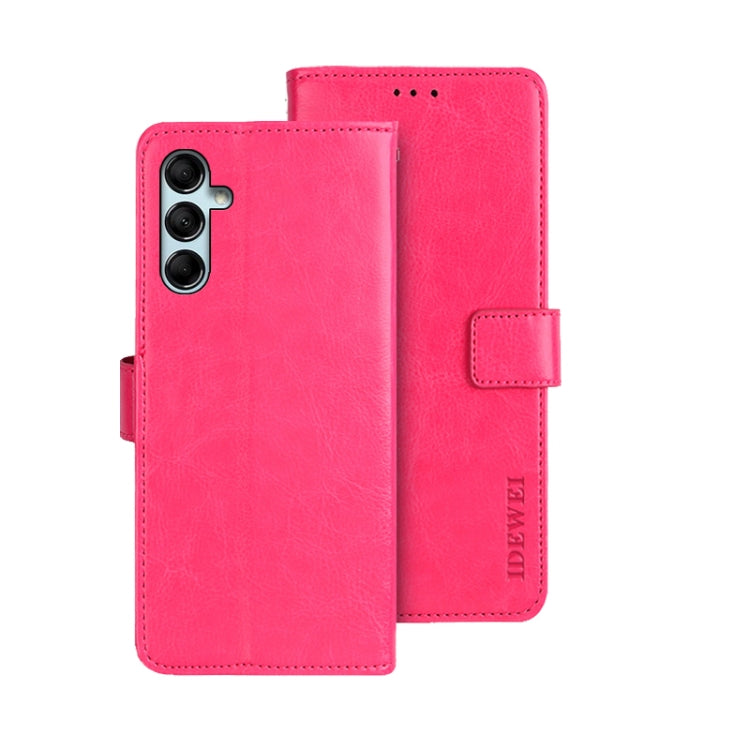 For Samsung Galaxy M14 5G idewei Crazy Horse Texture Leather Phone Case with Holder