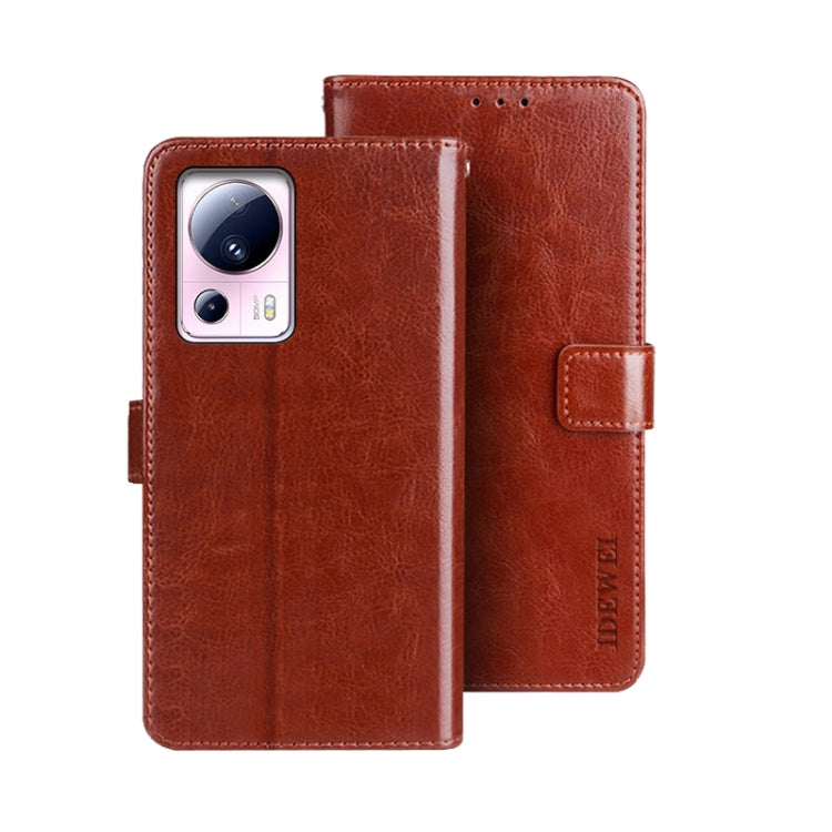 For Xiaomi 13 Lite idewei Crazy Horse Texture Leather Phone Case with Holder