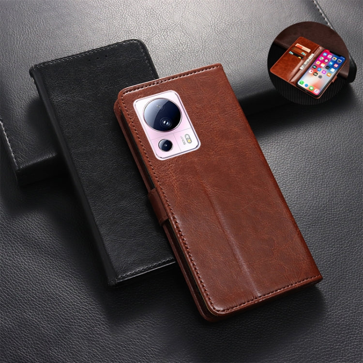 For Xiaomi 13 Lite idewei Crazy Horse Texture Leather Phone Case with Holder