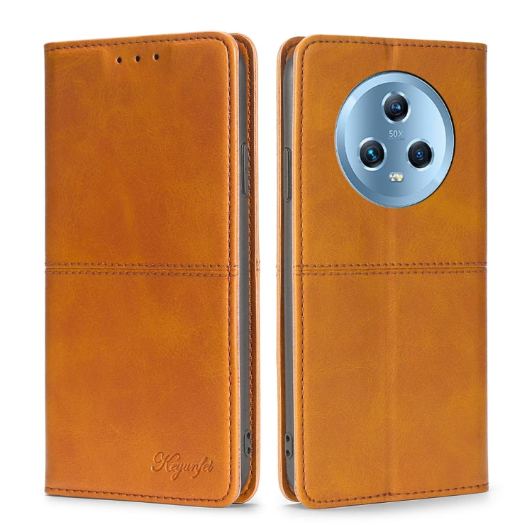 For Honor Magic5 Cow Texture Magnetic Horizontal Flip Leather Phone Case