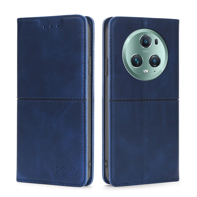 For Honor Magic5 Pro Cow Texture Magnetic Horizontal Flip Leather Phone Case